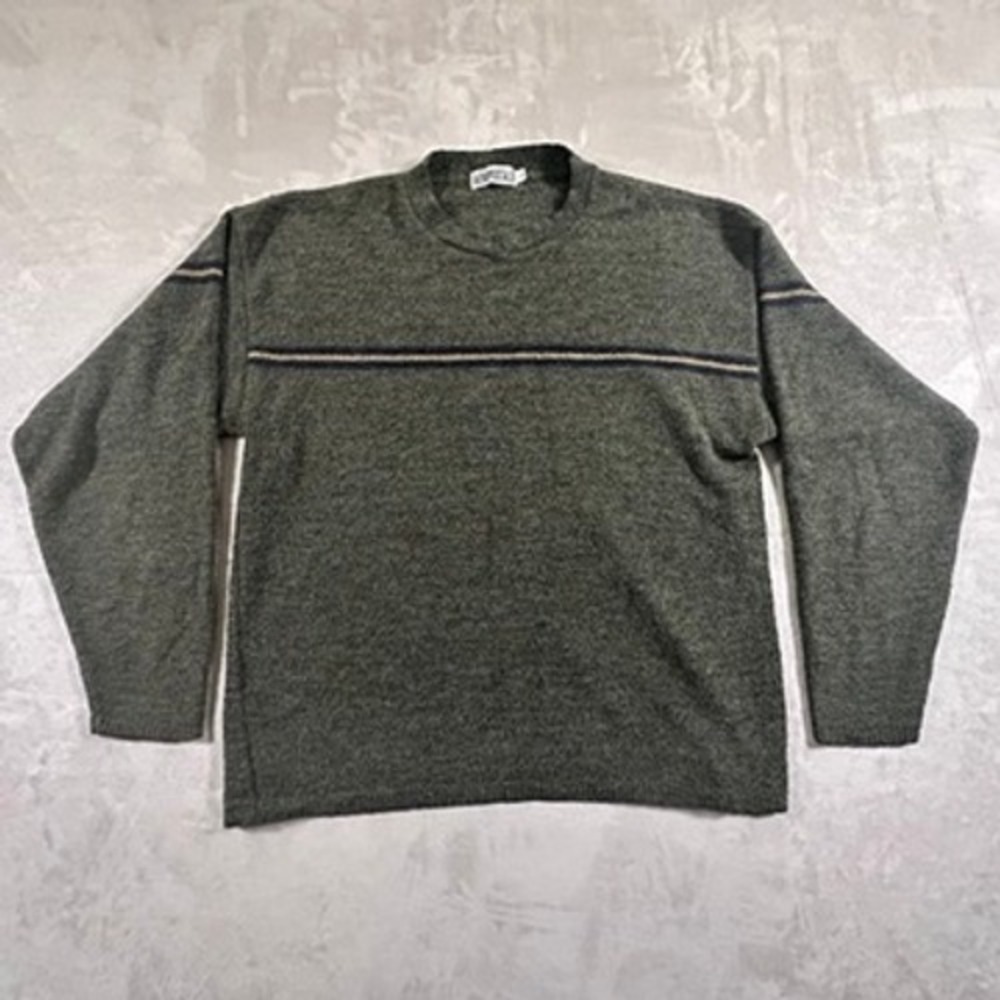 Vintage Y2K Aeropostale Sweater Mens Made in USA Striped Knit Large Gray